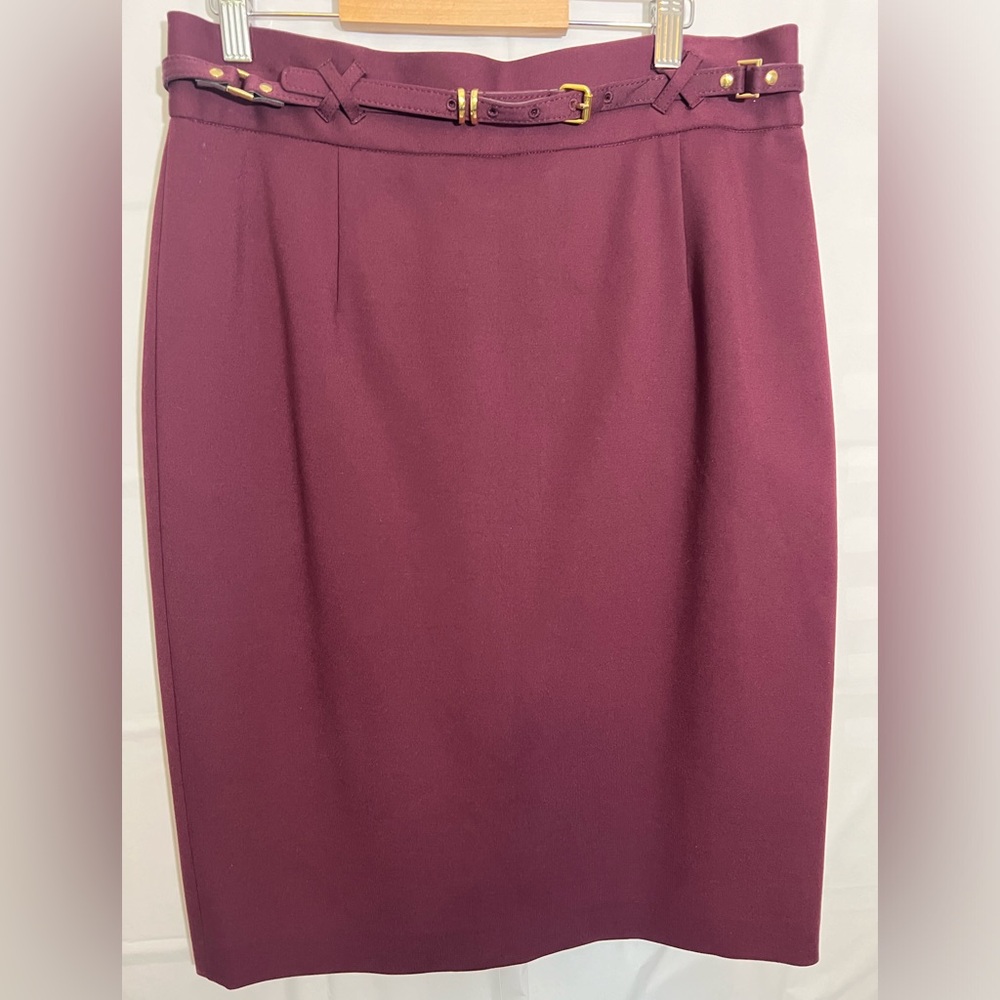 Antonio Melani Purple Belted Pencil Skirt